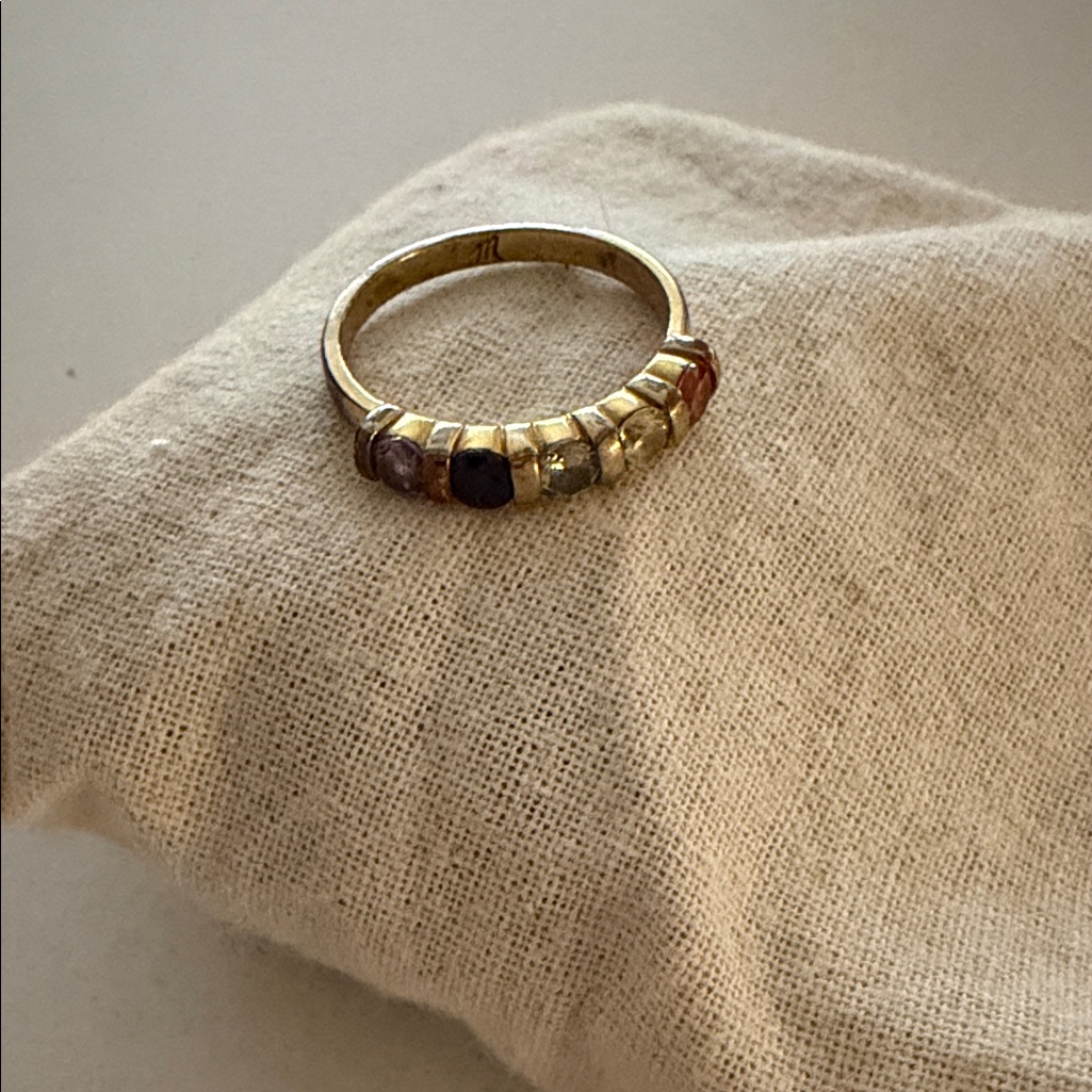 Madewell Gold Ring With Multi-Colored Stones 25$